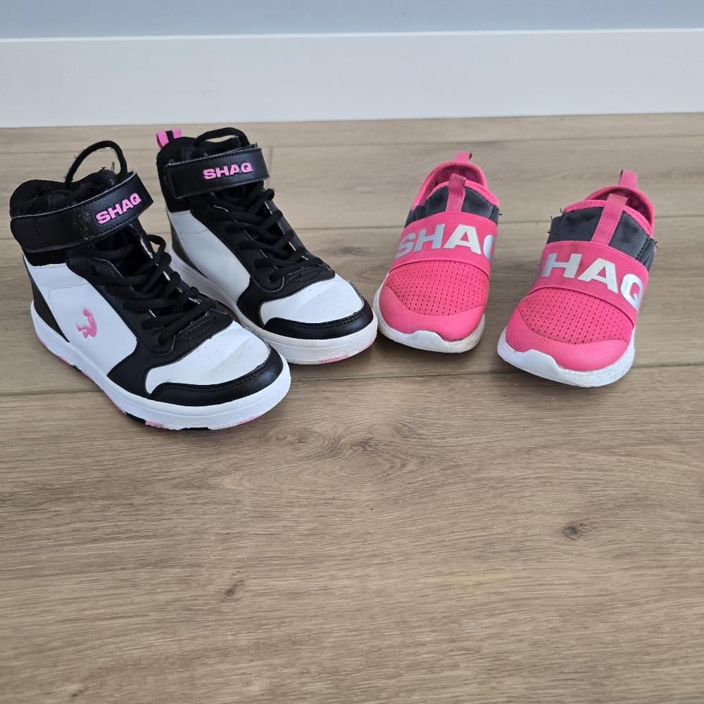 SHAQ Basketball Shoea Children's Size 12 & 1 Pink Black White Hightop Sneakers